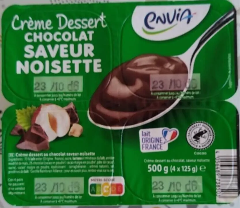 Crème dessert chocolat saveur noisette