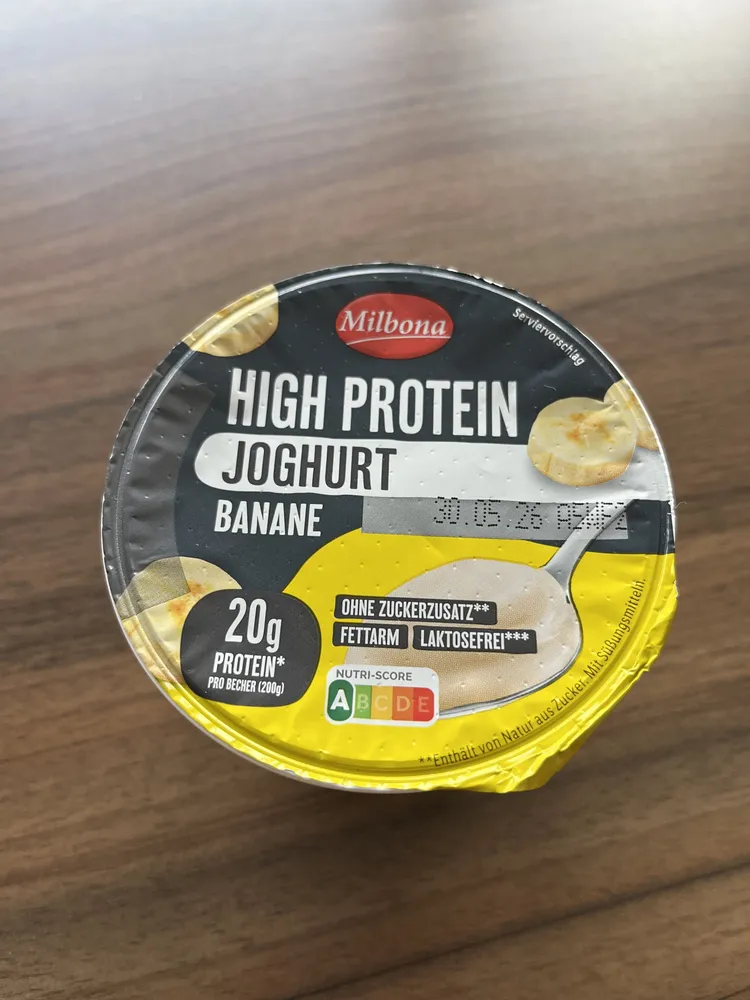 High Protein Banane Joghurterzeugnis