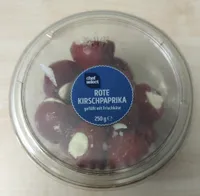 Rote Kirschpaprika gefüllt mit Frischkäse