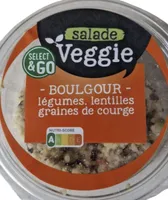 Salade veggie boulgour, légumes, lentilles, graines de courge