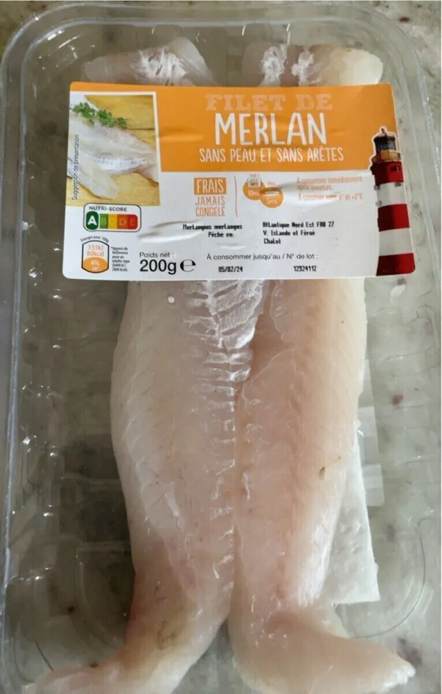 Filet de merlan sans peau et sans arêtes