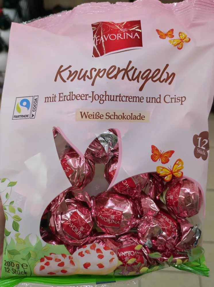 Knusperkugeln Erbeer-Joghurtcreme Crisp Weisse Schokolade