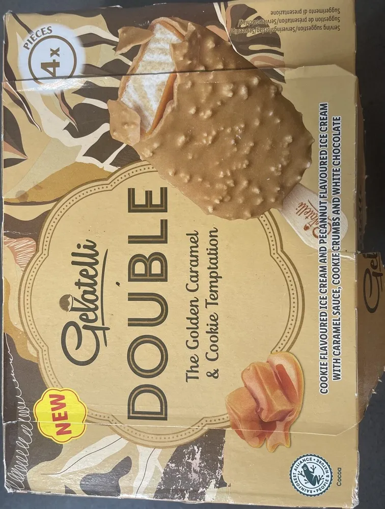 Double goldene Karamell- und Keksverführung Eis