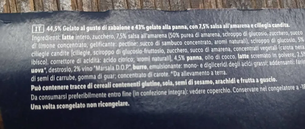 Gelato zabaione e amarena
