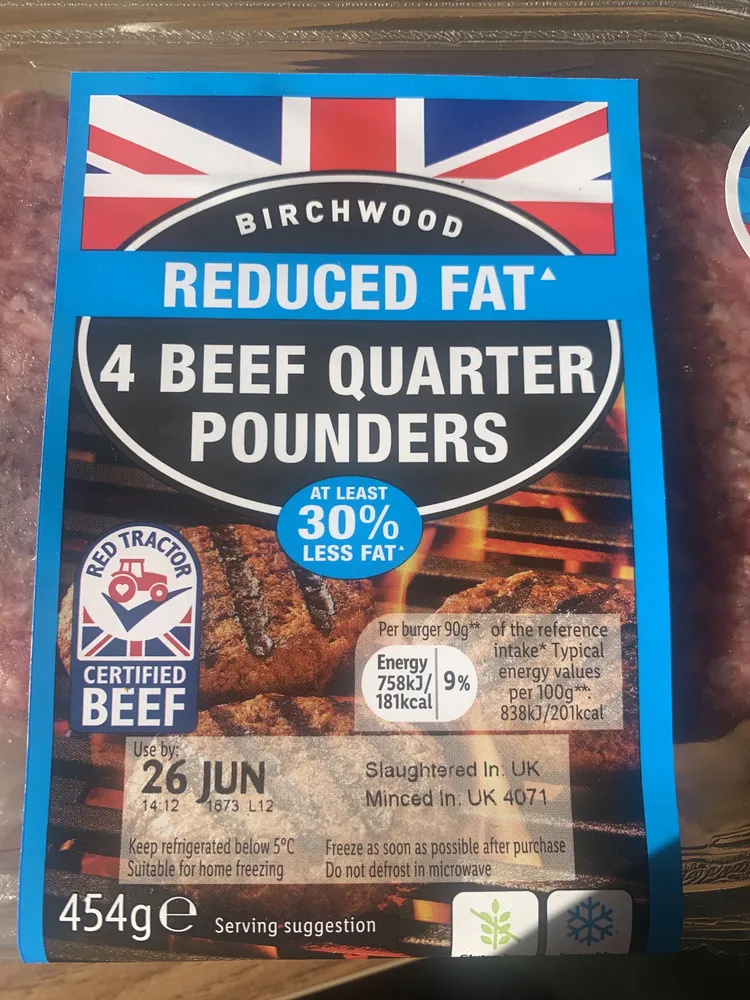 Reduced Fat Beef Quarter pounder