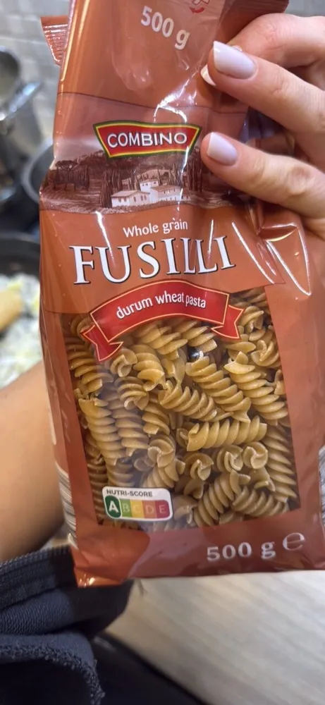 Whole grain Fusilli durum wheat pasta