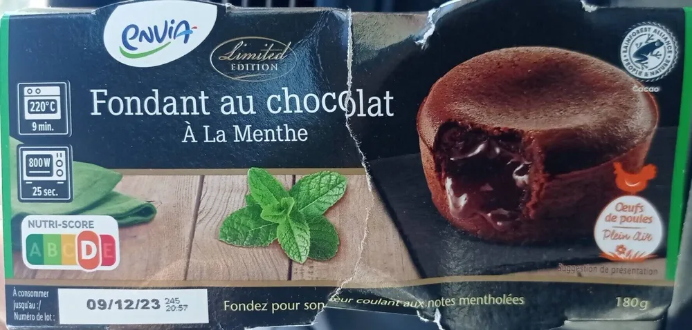 Fondant au chocolat à la menthe