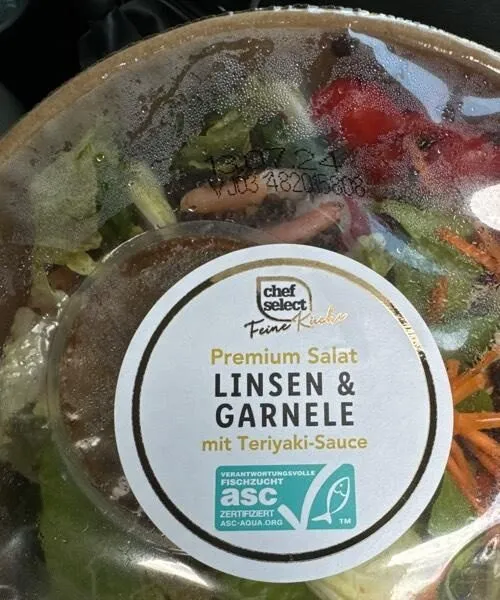 Premium Salat Linsen & Garnele mit Teriyaki Sauce