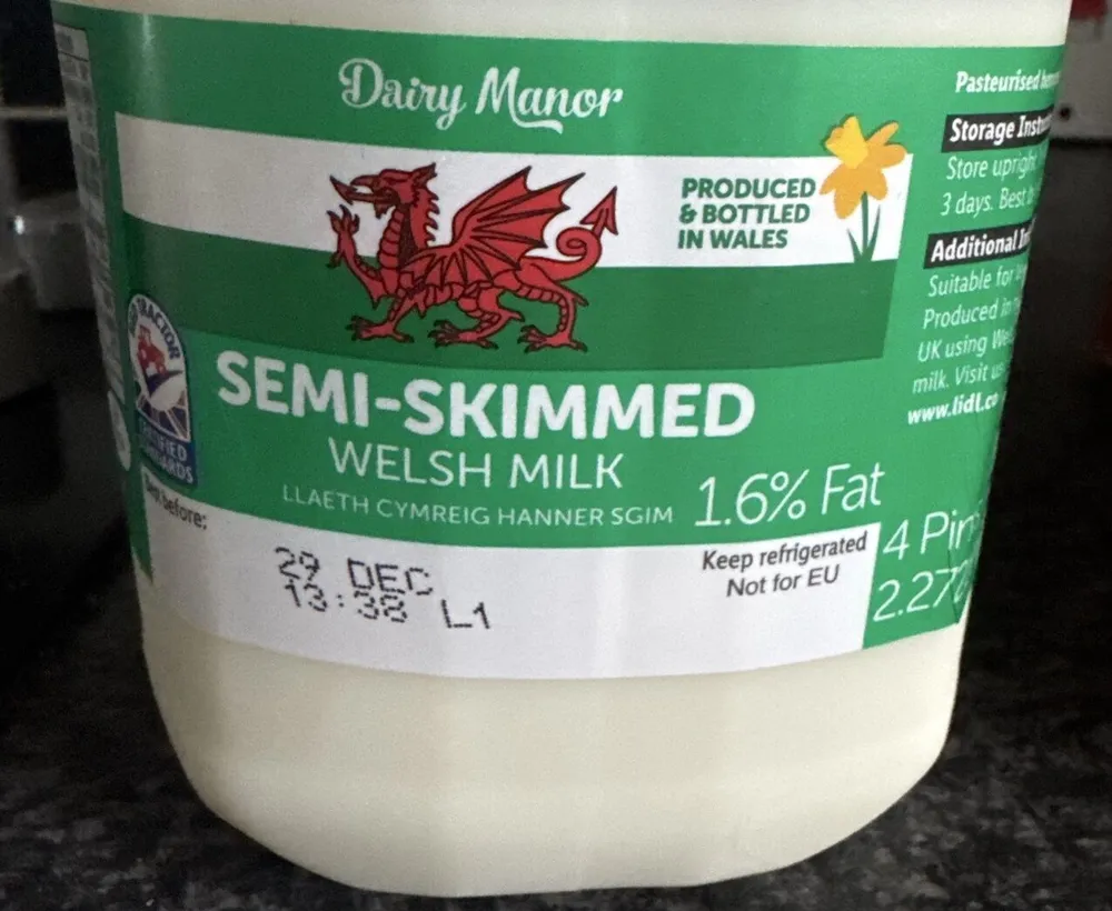 SEMI-SKIMMED WELSH MILK