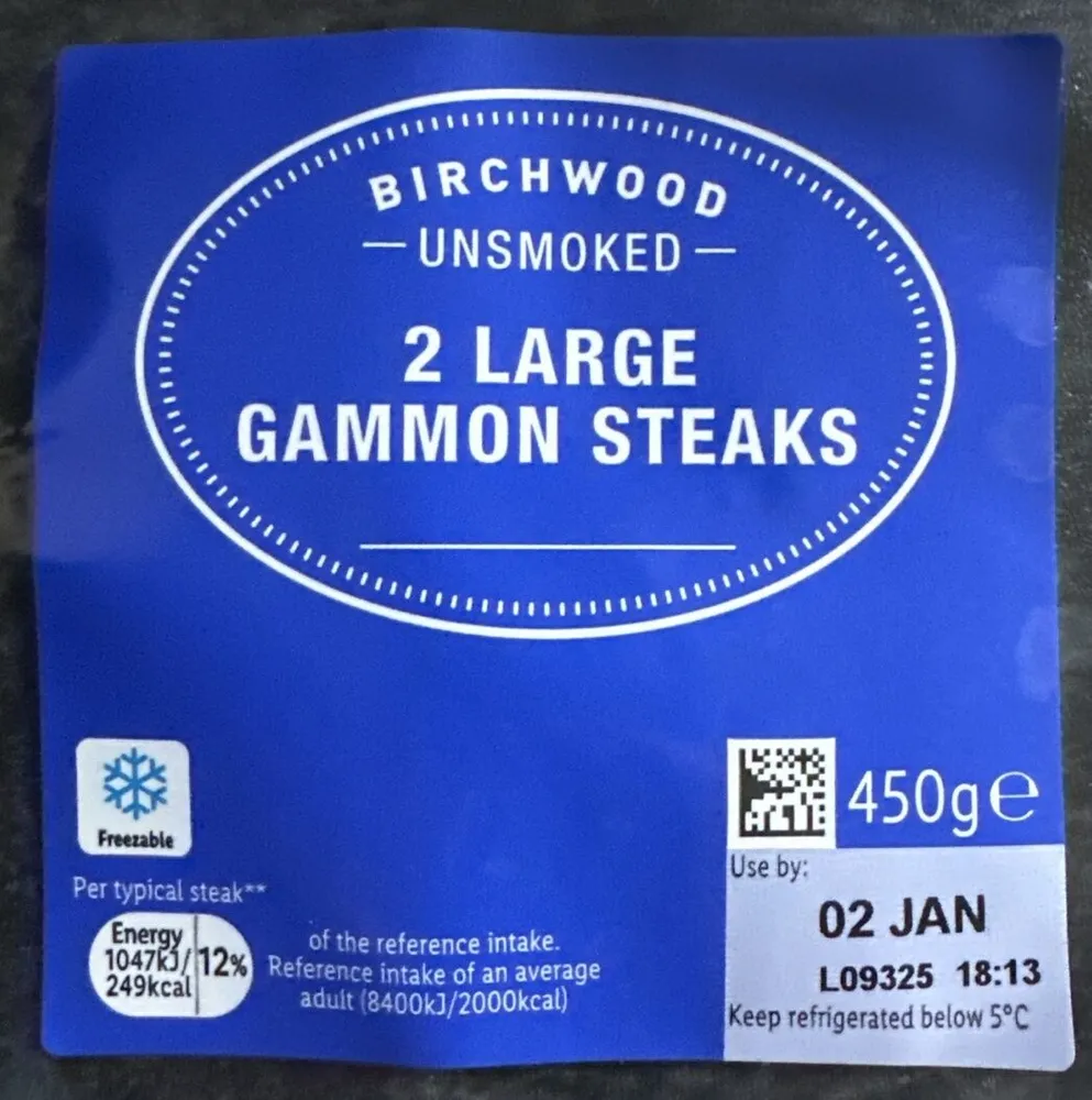 Lidl Large Gammon Steaks (Unsmoked)