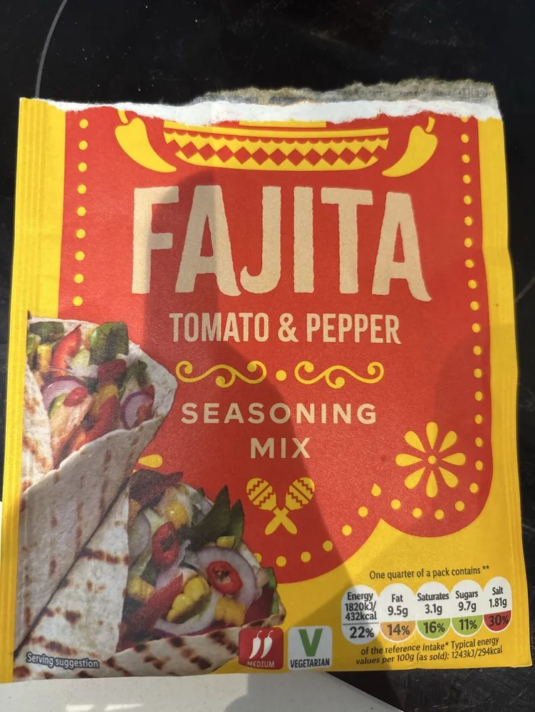 Seasoning mix for tomato & pepper fajitas Ingredie