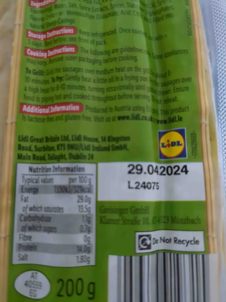 Wasabi Flavour Sausage