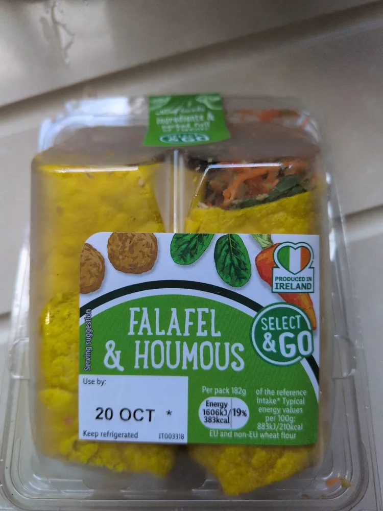 Carrot and coriander Falafel and houmous with mang