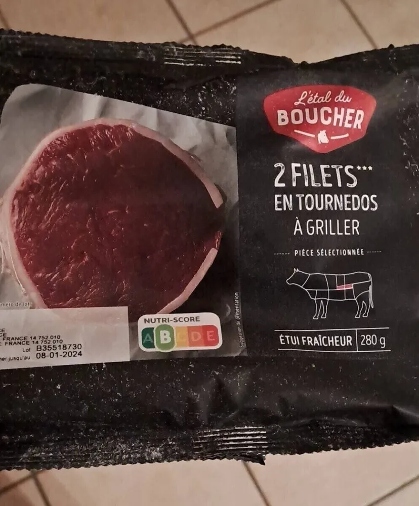 2 filets de bœuf en tournedos