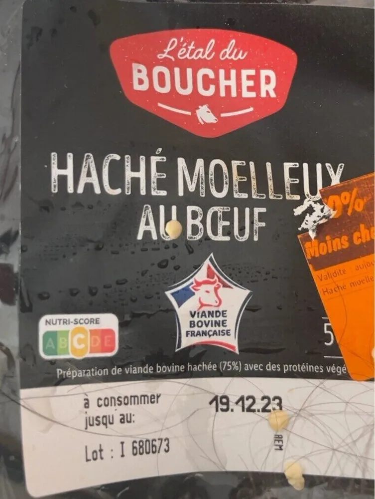 Preparation de viande bovine hachée