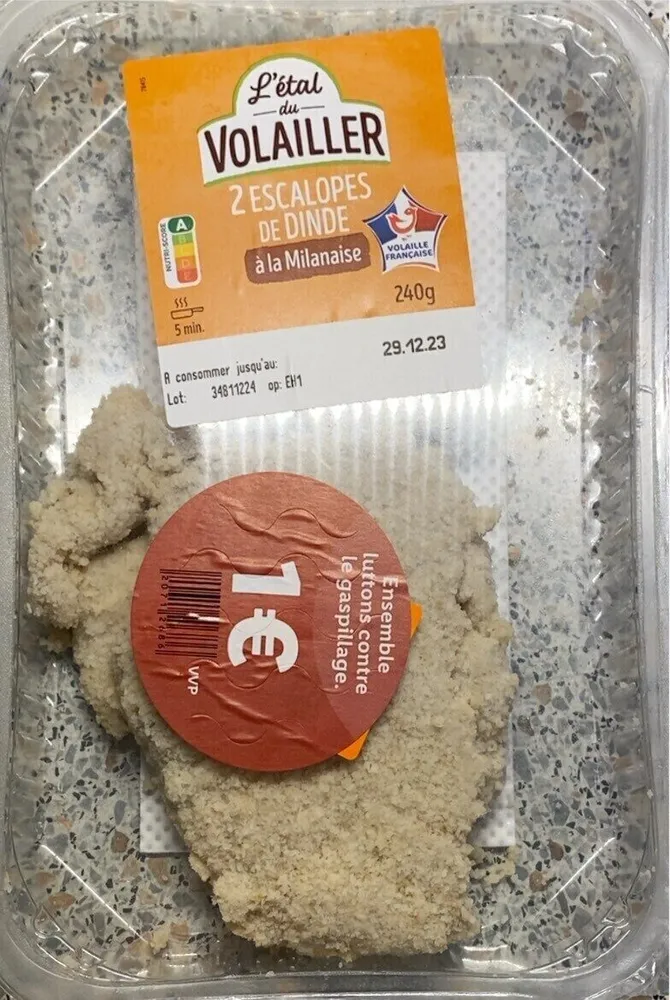 2 escalopes de dinde à la Milanaise