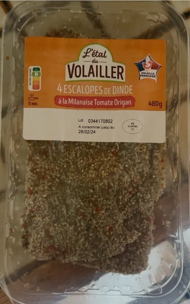 Escalope de dinde à la milanaise Tomate Origan
