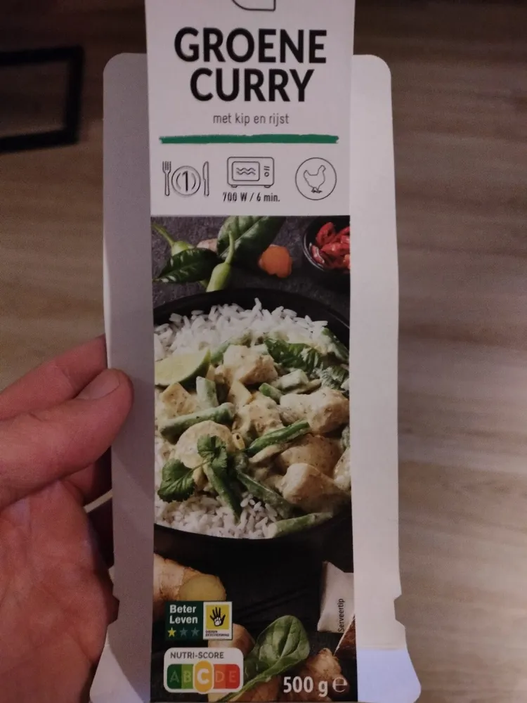 GROENE CURRY met kip en rijst