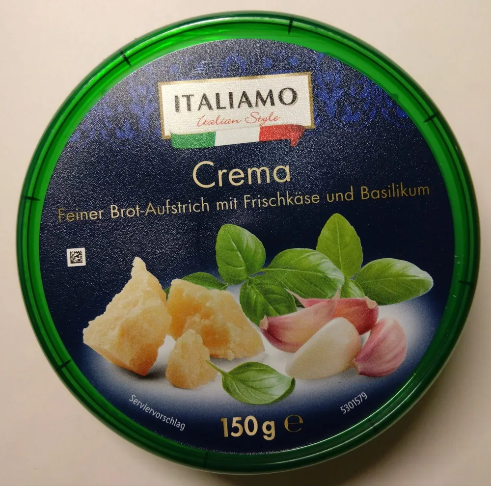 Crema Feiner Brot-Aufstrich mit Frischkäse und Basilikum