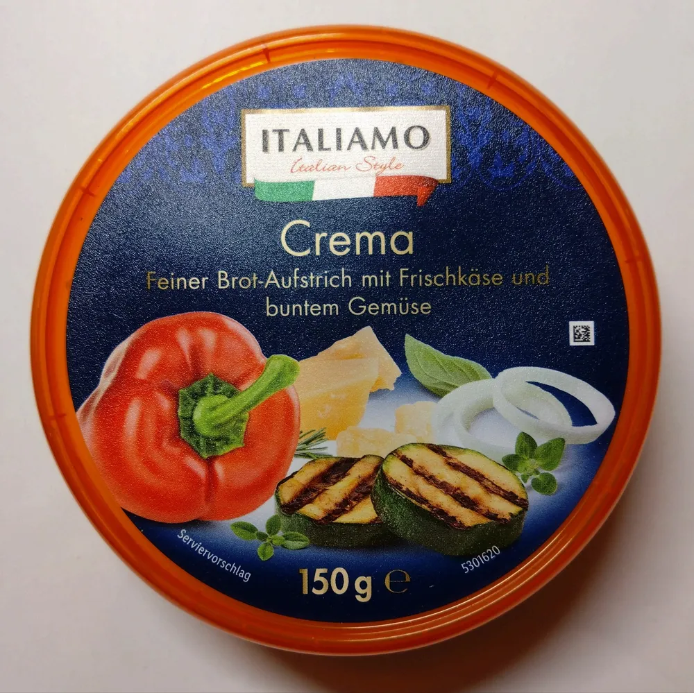 Crema Feiner Brot-Aufstrich mit Frischkäse und buntem Gemüse