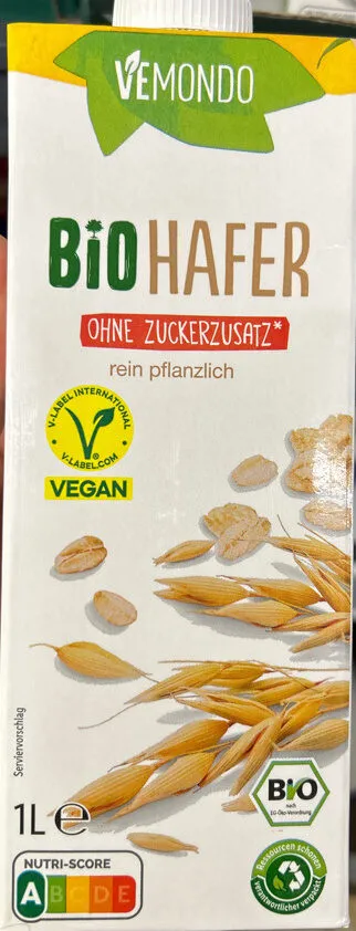 Bio-Haferfrink ohne Zuckerzusatz