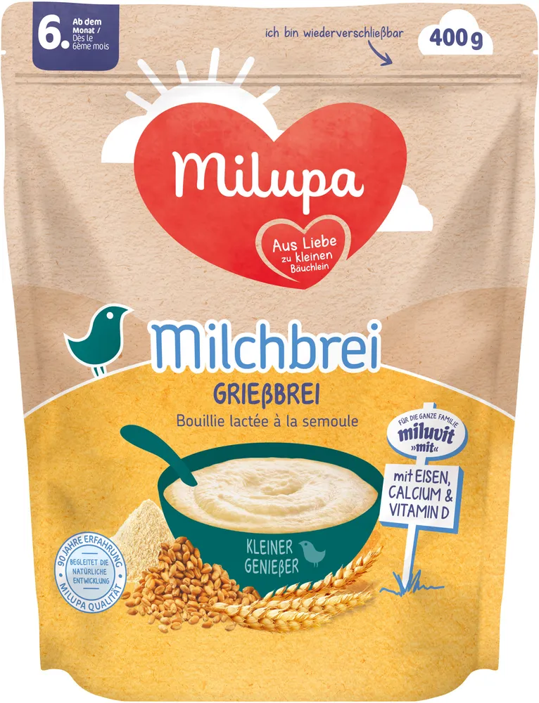 MILUPA Milchbrei Grießbrei Miluvit mit ab dem 6. Monat 400G