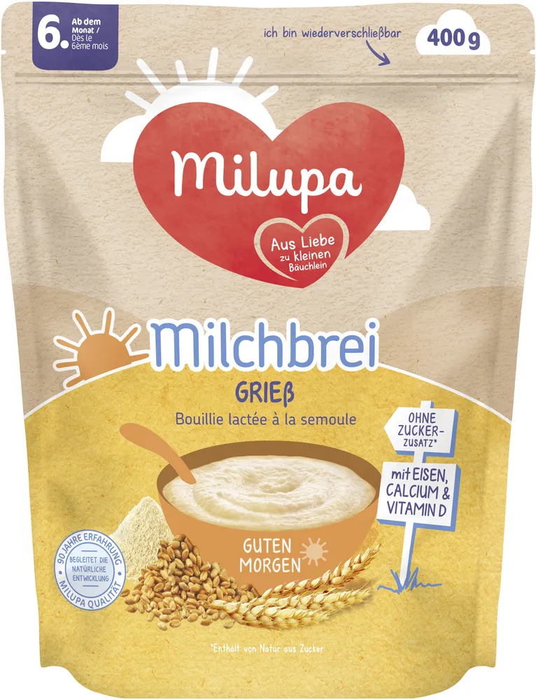 MILUPA Milchbrei Grieß Guten Morgen ab dem 6. Monat 400G