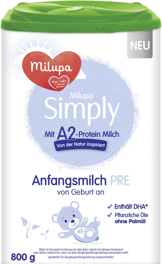 MILUPA Simply mit A2-Protein Milch Anfangsmilch PRE 800G