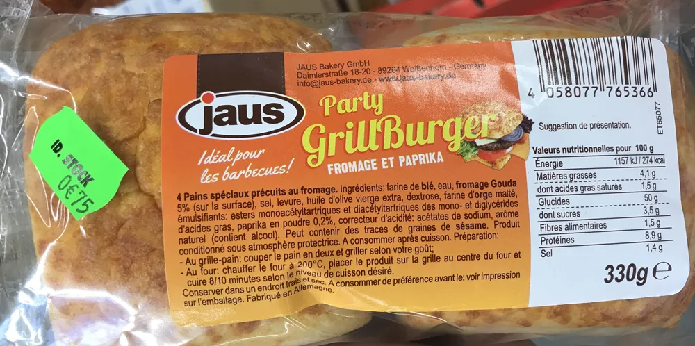 Party Grill Burger Fromage et Paprika