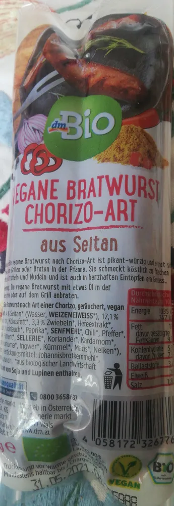 Vegane Bratwurst Chorizo-Art