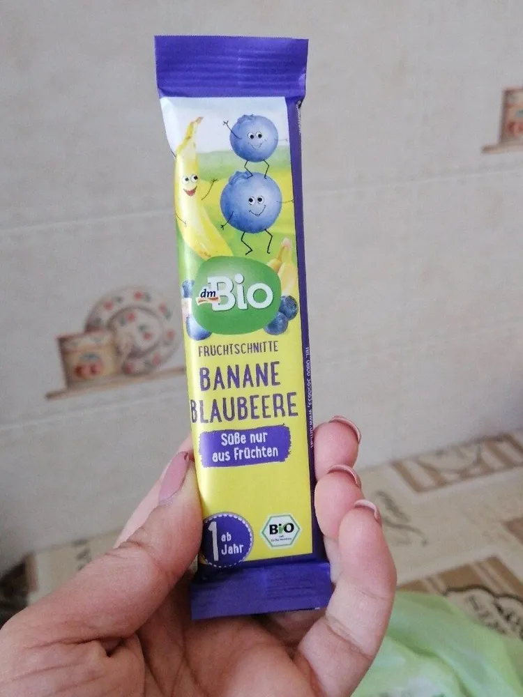 Fruchtschnitte Banane Blaubeere