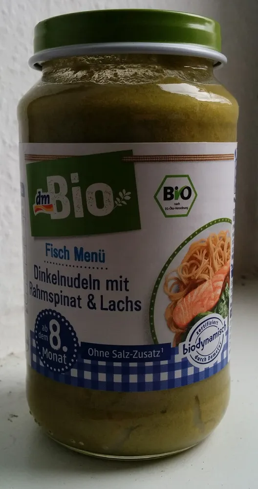 Dinkelnudeln mit Rahmspinat & Lachs