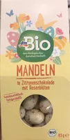 Mandeln in Zitronenschokolade mit Rosenblüten