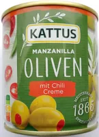 Manzanilla Oliven mit Chili Creme