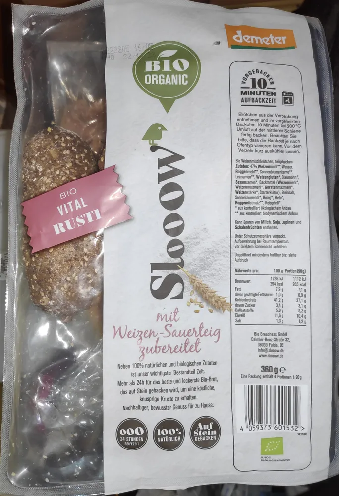 Vital Rusti (Weizenmisch-Aufbackbrötchen), teilgebacken (Bio)