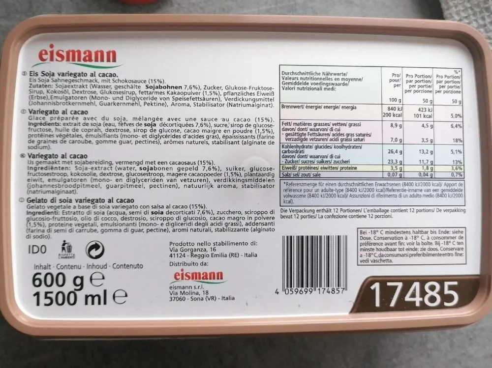 Gelato di soia variegato al cacao
