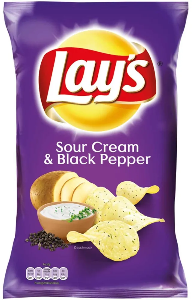 Lays Kartoffelchips Sour Cream & Black Pepper
