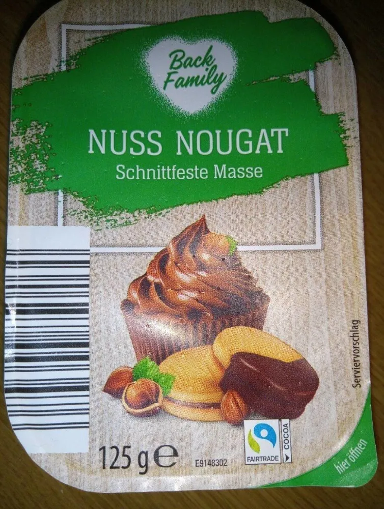 Nuss Nougat schnittfeste Masse