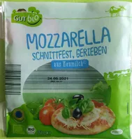 Bio-Mozarella schnittfest, gerieben