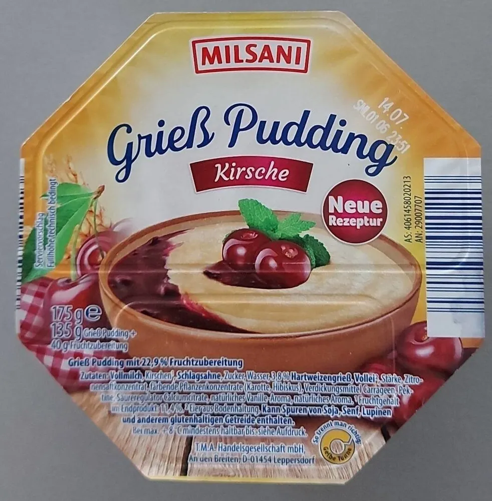 Grieß Pudding Kirsche