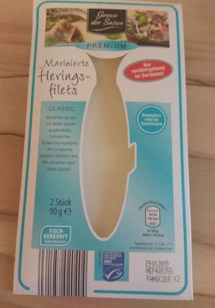 Marinierte herinngs-filet