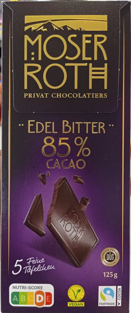 Edelbitter-Schokolade 85 % Cacao