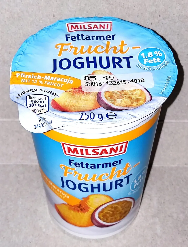 Fettarmer Fruchtjoghurt - Pfirsich-Maracuja