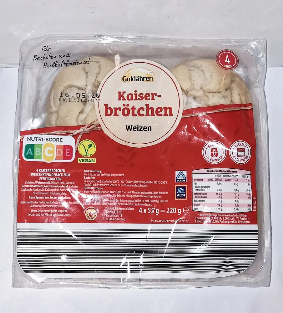 Kaiserbrötchen Weizen zum Fertigbacken