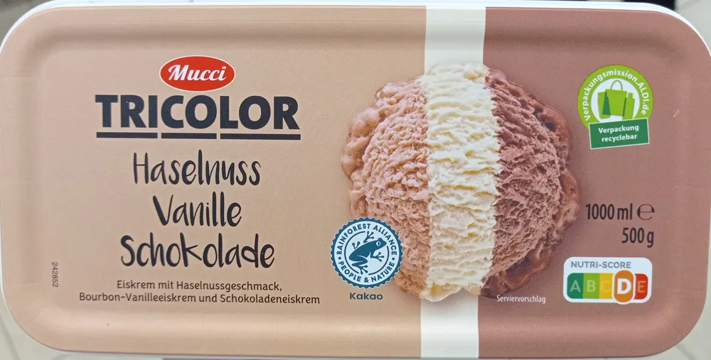 Eisschale Tricolor - Haselnuss Vanille Schokolade