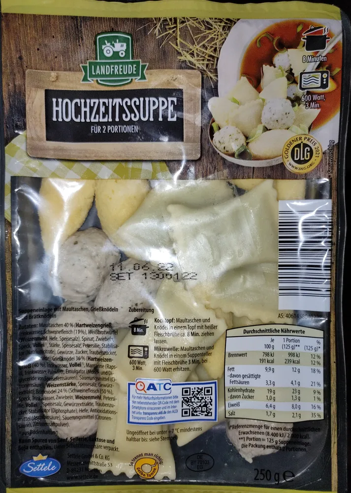 Hochzeitssuppe für 2 Portionen