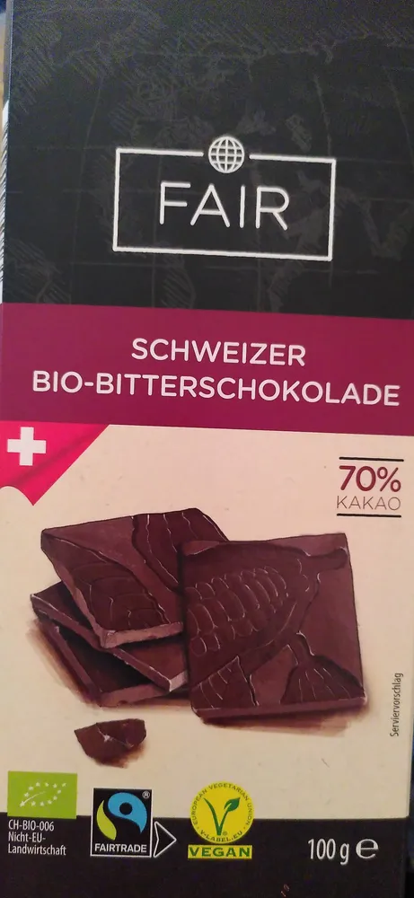 Schweizer Bio-Bitterschokolade