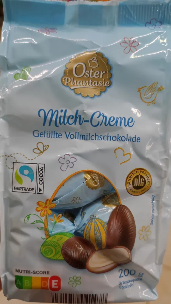 Gefüllte Vollmilchschokoladen-Eier Milch-Creme