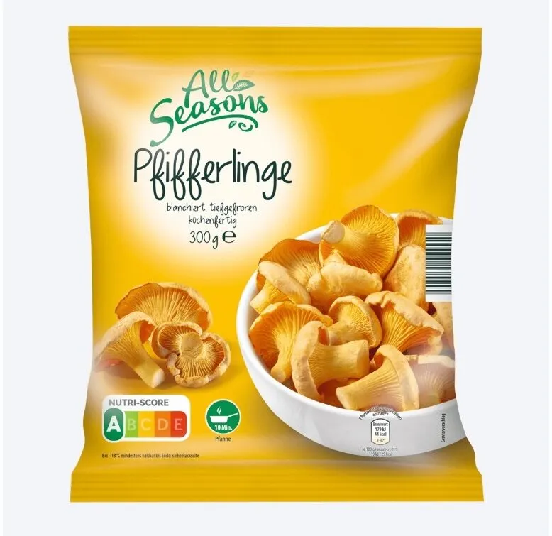 ALDI ALL SEASONS Tk- PILZE Pfifferlinge 300g 3.99€ 1kg 13.30€