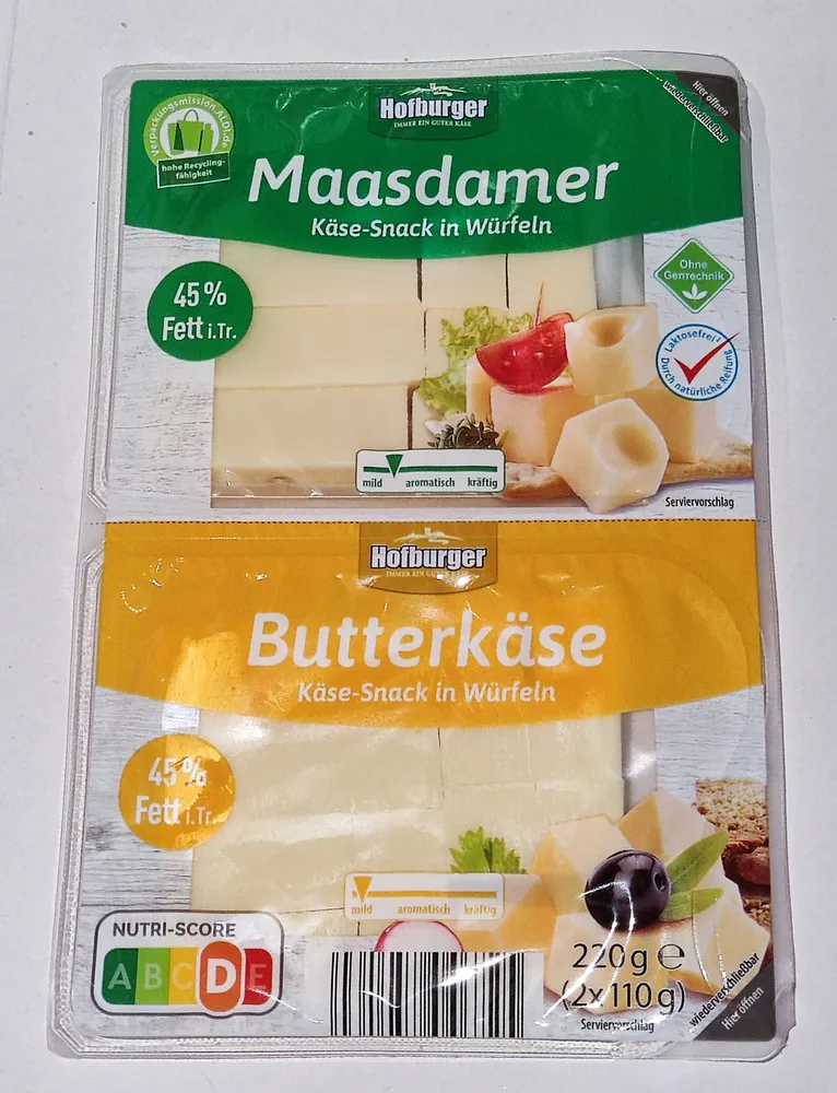 Käsesnack in Würfeln - Maasdamer & Butterkäse